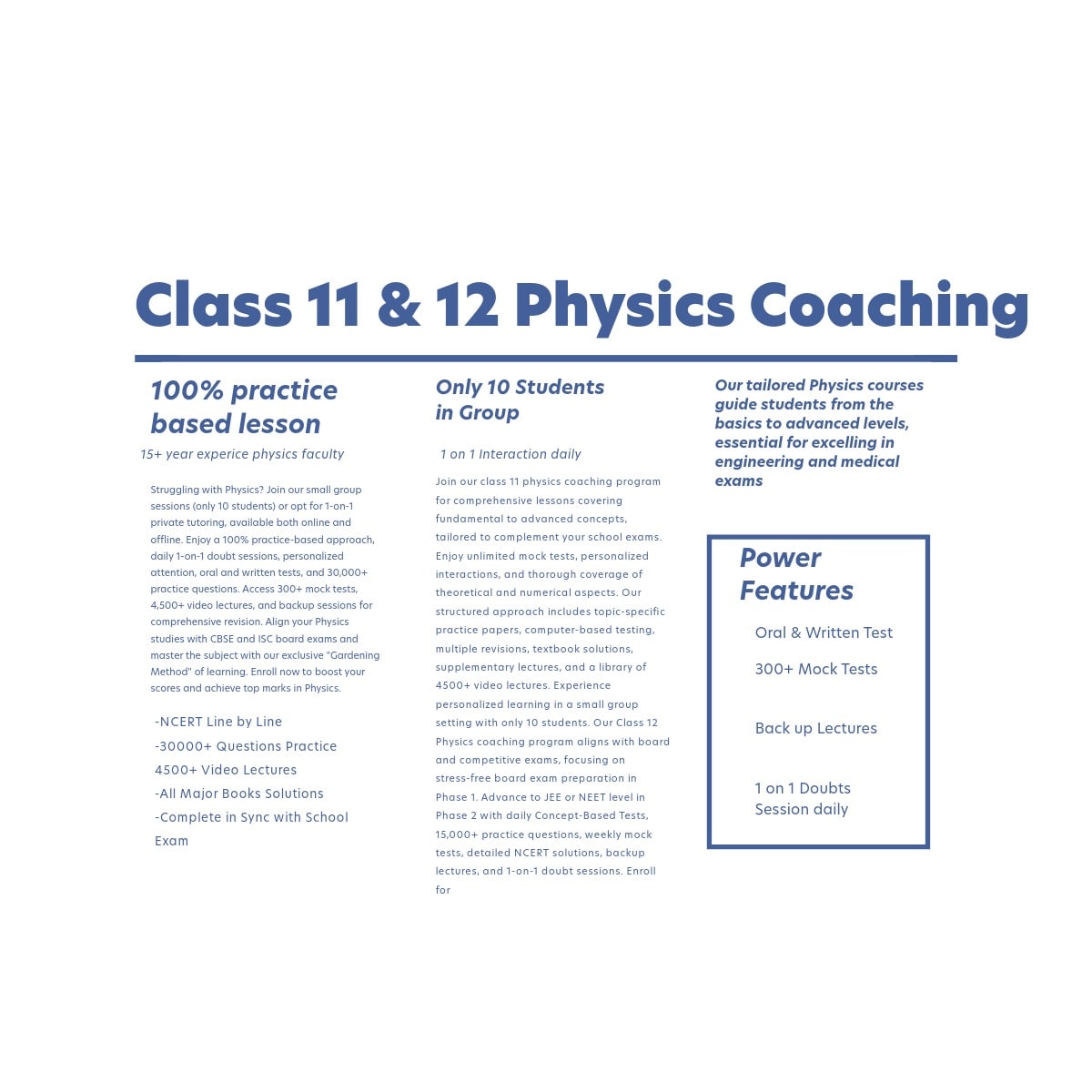 Class 11 and 12 physics coaching for cbse and isc board exam preparation