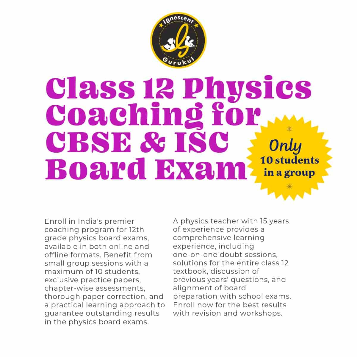 class 12 physics coaching for cbse and isc  board exam preparation.